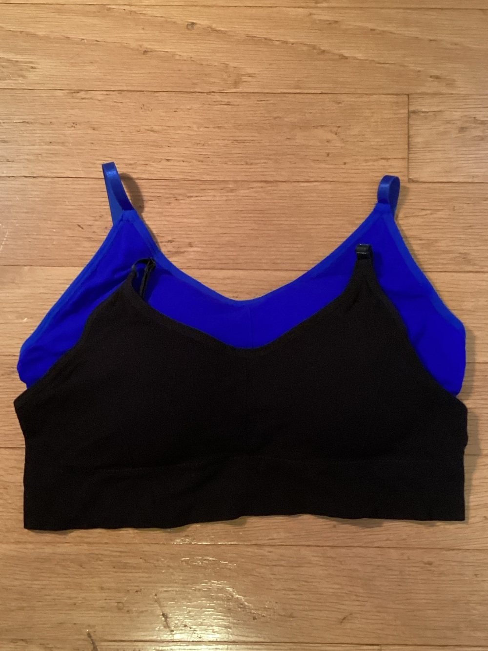 Source Unknown Black & Royal Blue Nursing Bralette Duo